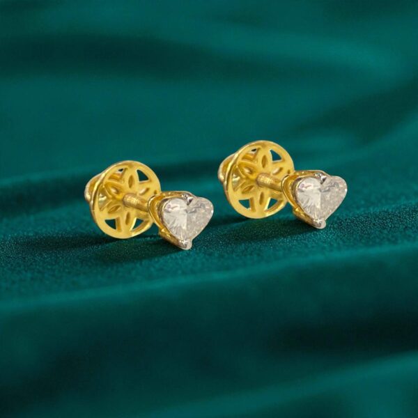 E-115 (22) 0.60 Cts F/VS1 GIA Certified Heart Shape Natural Diamonds Stud Earrings 18K Gold