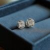 E-118 (13) GIA Certified 1 Cts F/VS1 Princess Shape Natural Diamonds Stud Earrings 18K Gold