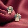 E-119 (19) GIA Certified 0.70 Cts F/VS1 Princess Shape Diamonds Stud Earrings 18K White Gold