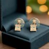 E-119 (20) GIA Certified 0.70 Cts F/VS1 Princess Shape Diamonds Stud Earrings 18K White Gold
