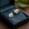 GIA Certified 1 Cts Round Brilliant F/VS1 Diamonds Stud Earrings 18K Yellow Gold
