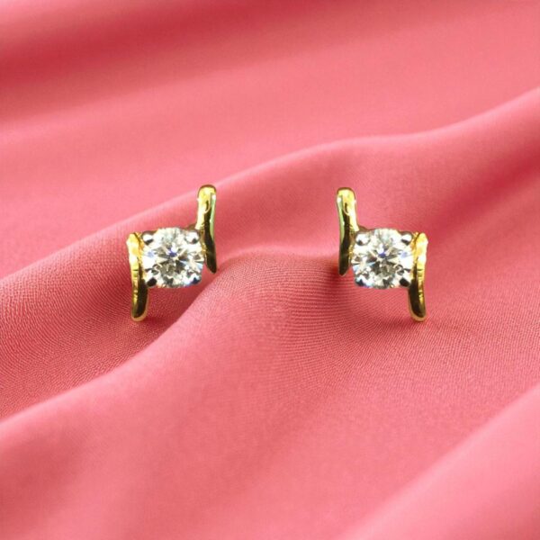 E-122 (12) 0.50 Cts F/VS1 Round Brilliant Cut GIA Certified Diamonds Stud Earrings 18K Gold