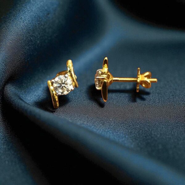 E-122 (13) 0.50 Cts F/VS1 Round Brilliant Cut GIA Certified Diamonds Stud Earrings 18K Gold