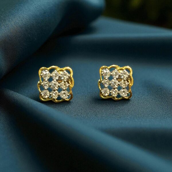 E-123 (11) Classy 0.44 Cts F/VS1 Round Brilliant Cut Diamonds Stud Earrings 14K Yellow Gold