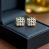 E-123 (14) Classy 0.44 Cts F/VS1 Round Brilliant Cut Diamonds Stud Earrings 14K Yellow Gold