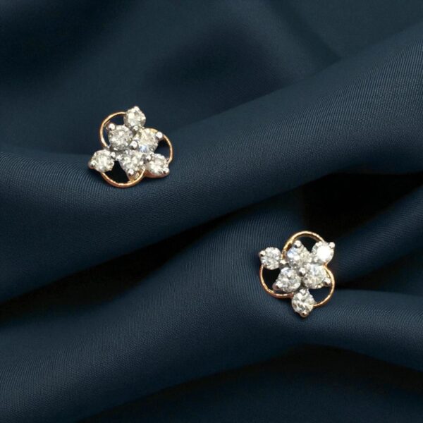 0.46 Cts F/VS1 Round Brilliant Cut Natural Diamonds Stud Earrings 14K Rose Gold