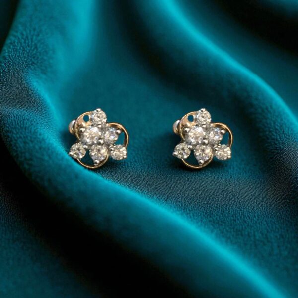 0.46 Cts F/VS1 Round Brilliant Cut Natural Diamonds Stud Earrings 14K Rose Gold