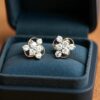 0.46 Cts F/VS1 Round Brilliant Cut Natural Diamonds Stud Earrings 14K Rose Gold