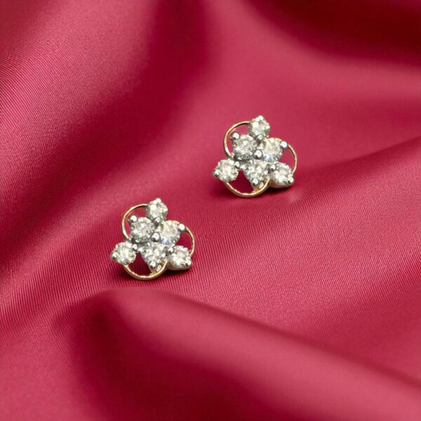 0.46 Cts F/VS1 Round Brilliant Cut Natural Diamonds Stud Earrings 14K Rose Gold