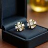 Classy 0.26 Cts Round Brilliant Cut F/VS1 Diamonds Stud Earrings 14K Yellow Gold