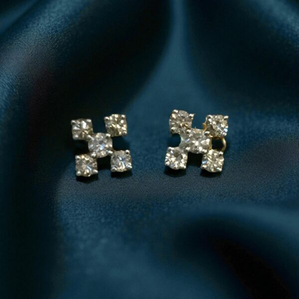 E-126 (11) Elegant 1/2 Cts Round Brilliant Cut F/VS1 Diamonds Stud Earrings 14K Yellow Gold