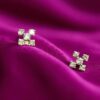 E-126 (12) Elegant 1/2 Cts Round Brilliant Cut F/VS1 Diamonds Stud Earrings 14K Yellow Gold