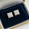 E-127 (15) Pave 0.41 Cts Round Brilliant Cut F/VS1 Diamonds Stud Earrings 18K Yellow Gold