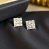 E-127 (19) Pave 0.41 Cts Round Brilliant Cut F/VS1 Diamonds Stud Earrings 18K Yellow Gold