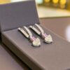 E-128 (25) GIA Certified 4.40 Cts Heart Round Shape F/VS1 Diamonds Dangle Earrings 18K Gold