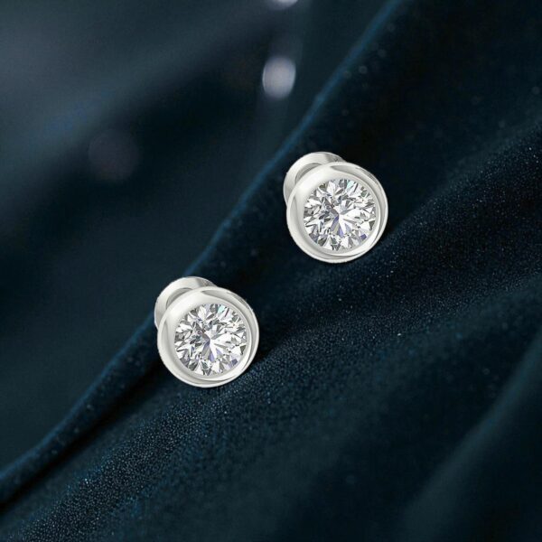GIA Certified 1 Cts F/VS1 Round Diamonds Donut Bezel Set Stud Earrings 18K Gold