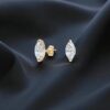 GIA Certified 2 Cts F/VS1 Marquise Shape Natural Diamonds Stud Earrings 14K Gold