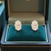 GIA Certified 4 Carats Oval Shape F/VS1 Diamonds Stud Earrings In 18K White Gold