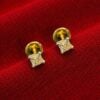 E-134 (14) GIA Certified 1 Cts Princess Shape F/VS1 Natural Diamonds Stud Earrings 14K Gold
