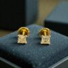 E-134 (15) GIA Certified 1 Cts Princess Shape F/VS1 Natural Diamonds Stud Earrings 14K Gold