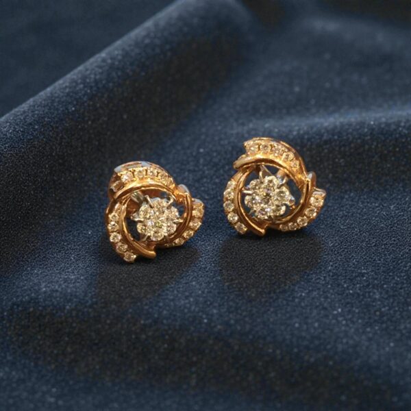 Pave 0.72 Carats Round Brilliant F/VS1 Diamonds Stud Earrings 14K Rose Gold