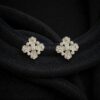 E-137 (15) 2.40 Cts Round Brilliant F/VS1 Diamonds Cross Stud Earrings 18K White Gold