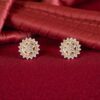 1.64 Cts Round Brilliant F/VS1 Diamonds Halo Stud Earrings 14K Yellow Gold