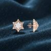 E-139 (6) Stunning 0.60 Cts Round Brilliant F/VS1 Diamonds Stud Earrings 14K Rose Gold