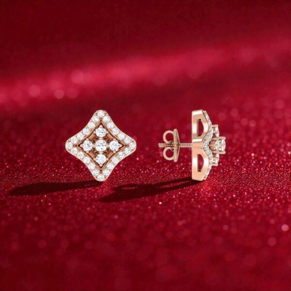 E-140 (6) Pave 0.70 Cts Round Brilliant F/VS1 Diamonds Stud Earrings 14K Gold