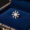 0.66 Cts Round Brilliant F/VS1 Diamonds Petal Swirl Stud Earrings 14K Rose Gold