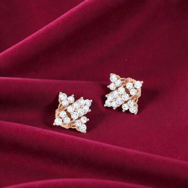 Pave 0.50 Cts F/VS1 Round Brilliant Diamonds Stud Earrings 14K Gold