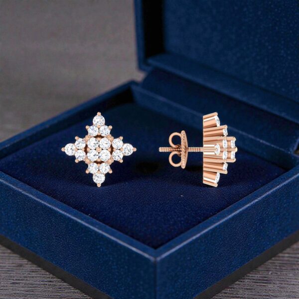 Pave 0.50 Cts F/VS1 Round Brilliant Diamonds Stud Earrings 14K Gold