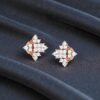 Pave 0.50 Cts F/VS1 Round Brilliant Diamonds Stud Earrings 14K Gold