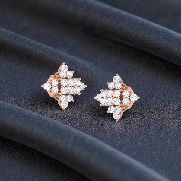 Pave 0.50 Cts F/VS1 Round Brilliant Diamonds Stud Earrings 14K Gold