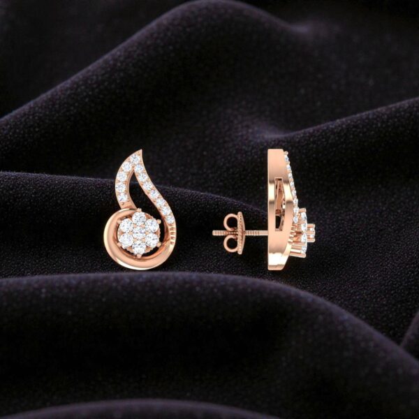 E-144 (6) 0.63 Cts Round Brilliant F/VS1 Diamonds Curvy Petal Stud Earrings 14K Rose Gold