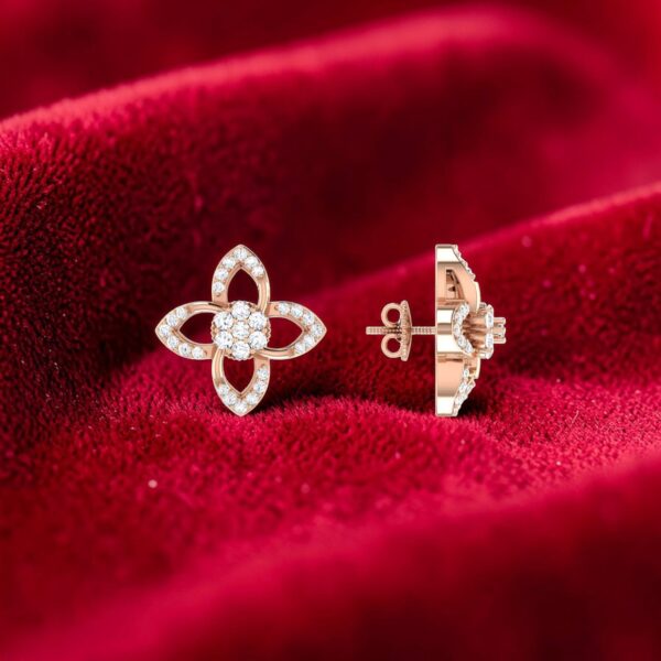Stunning 0.55 Cts Round Brilliant F/VS1 Diamonds Stud Earrings 14K Rose Gold
