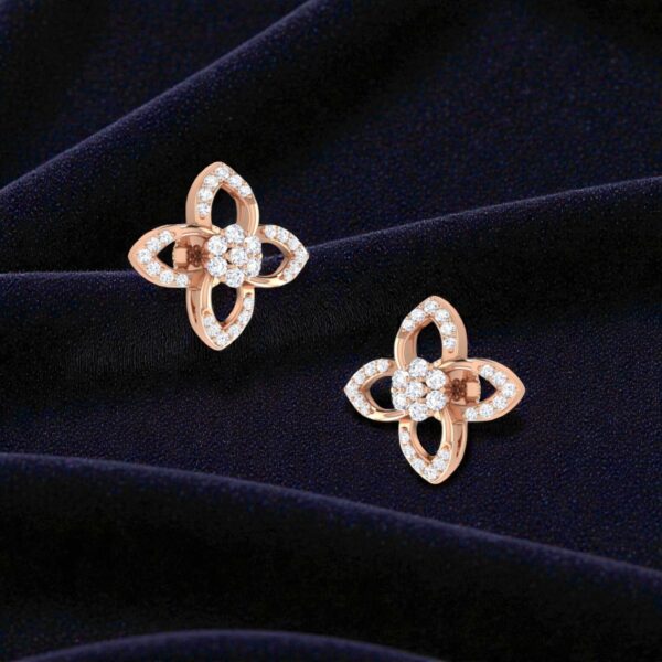 Stunning 0.55 Cts Round Brilliant F/VS1 Diamonds Stud Earrings 14K Rose Gold