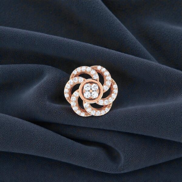 Pave 1.01 Cts F/VS1 Round Brilliant Diamonds Swirl Floral Stud Earrings 14K Gold
