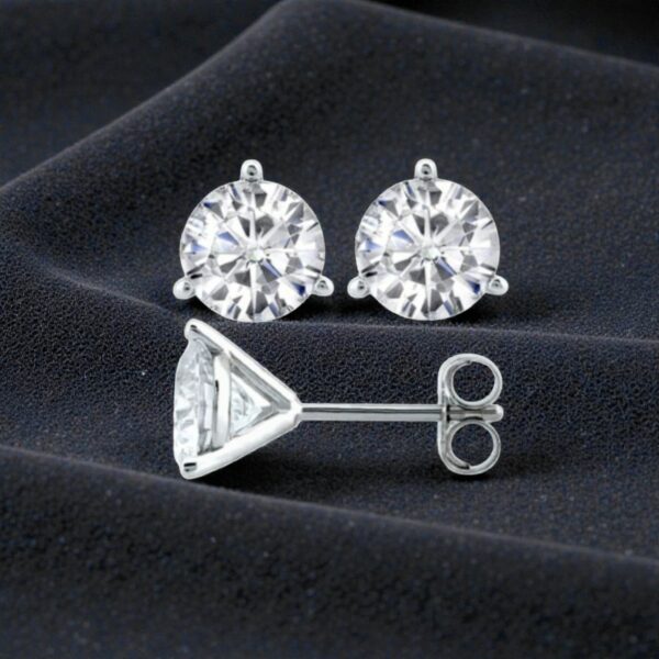 E-151 (6) GIA Certified 1 Ct Round Brilliant F/VS1 Diamonds 3-Prong Stud Earrings 14K Gold