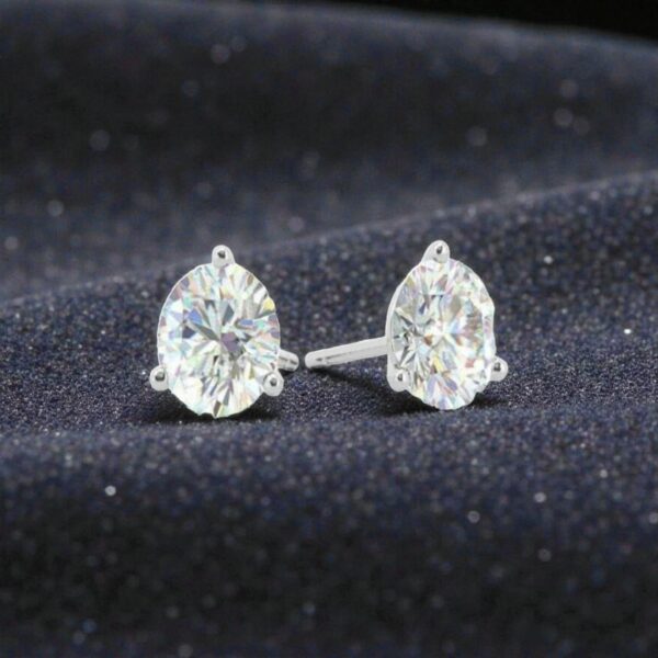 E-151 (8) GIA Certified 1 Ct Round Brilliant F/VS1 Diamonds 3-Prong Stud Earrings 14K Gold