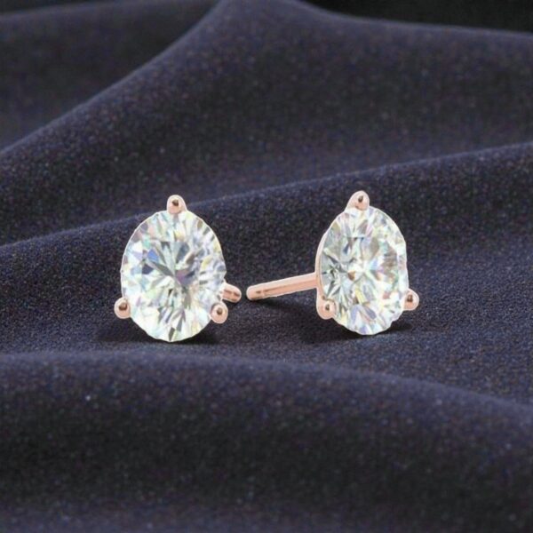GIA Certified 1 Cts F/VS1 Round Brilliant Diamonds Stud Earrings 14K Rose Gold