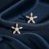 E-152 (5) 0.66 Cts Round Brilliant F/VS1 Diamonds Star Bloom Stud Earrings 14K Yellow Gold