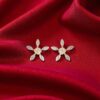 E-152 (7) 0.66 Cts Round Brilliant F/VS1 Diamonds Star Bloom Stud Earrings 14K Yellow Gold