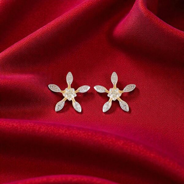 E-152 (7) 0.66 Cts Round Brilliant F/VS1 Diamonds Star Bloom Stud Earrings 14K Yellow Gold