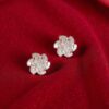Pave 1.40 Cts Round Baguette Shape F/VS1 Diamonds Stud Earrings 14K Yellow Gold