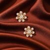 E-155 (6) 0.72 Cts Round Brilliant F/VS1 Diamonds Floral Stud Earrings 14K Yellow Gold