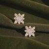 Pave 0.98 Cts F/VS1 Round Brilliant Diamonds Stud Earrings In Fine 14K Gold