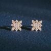 Pave 0.98 Cts F/VS1 Round Brilliant Diamonds Stud Earrings In Fine 14K Gold