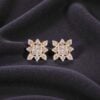 Pave 0.98 Cts F/VS1 Round Brilliant Diamonds Stud Earrings In Fine 14K Gold