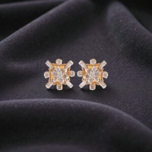 1.15 Cts Round Baguette Shape F/VS1 Diamonds Stud Earrings In 14K Gold